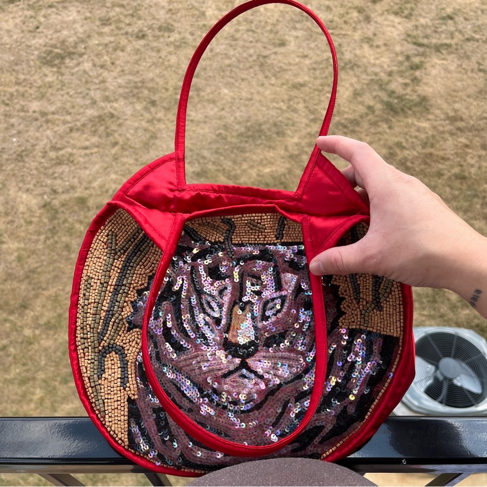 Y2K Red Sequin Cat Embellished Handbag - Picture 8 of 9